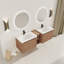 Meuble-lavabo mural double 68 po avec lavabo en céramique et porte à fermeture en douceur