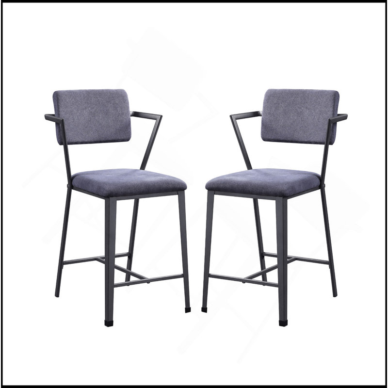 Ensemble de 2 chaises à hauteur de comptoir avec structure en métal, bronze industriel