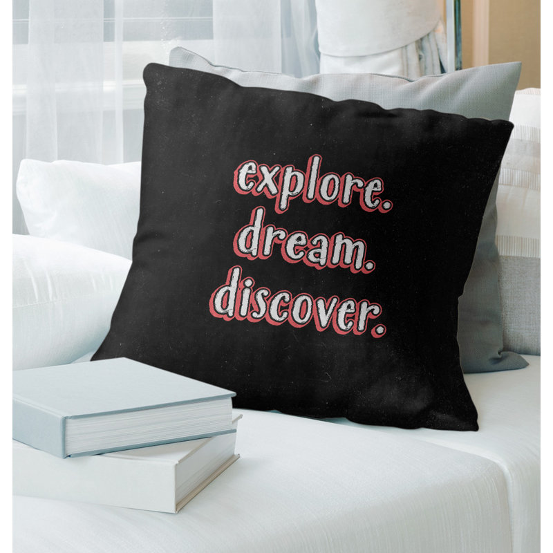 Coussin décoratif Explore Explore Dream, 20 po x 20 po, Noir / rouge, Polyester / bourre de polyester