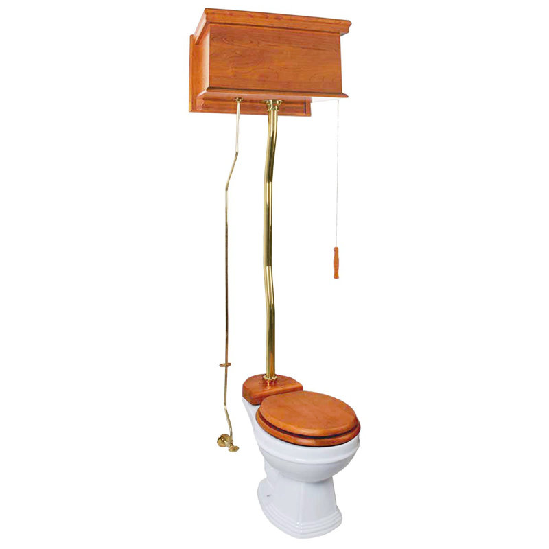 Toilette ronde 2 pièces 2 GPF (siège non inclus), Finition en acajou