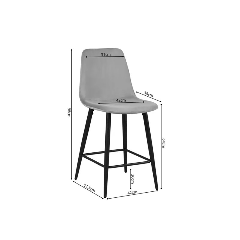 Pottershill 64cm Bar Stool, Grey
