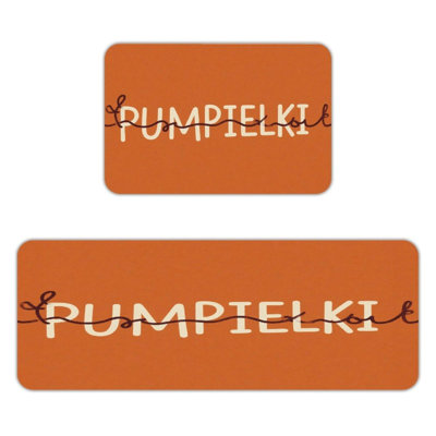 Orange Art Typography, Kitchen Mats Set Of 2