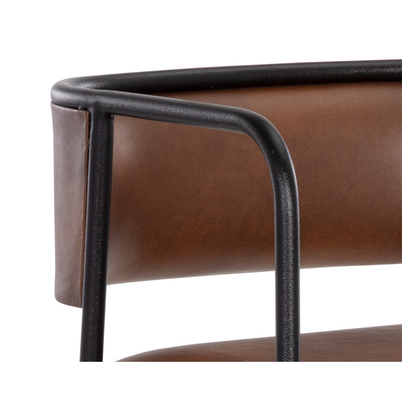 Brenan Upholstered Stool with Metal Frame, Bar Stool (29.5” Seat Height), Brown