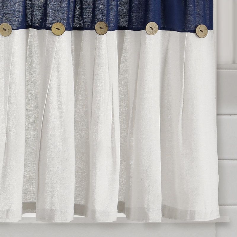 Dark Linen Button Cotton Blend Kitchen Tier Curtains
