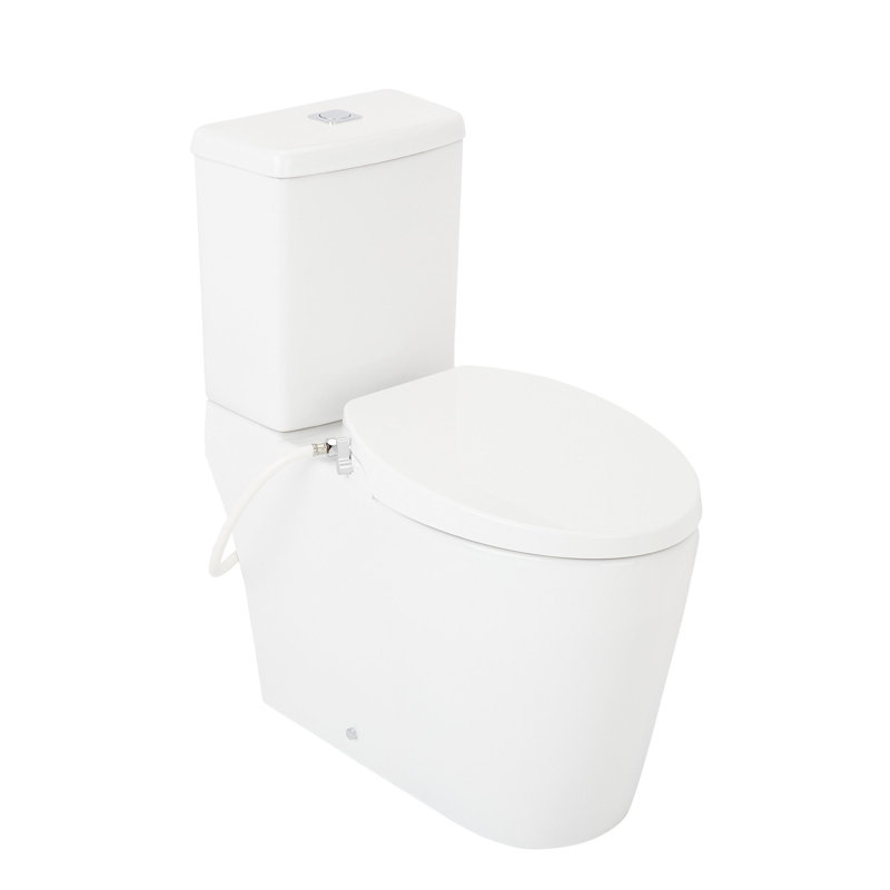 Grayvik 1.28 GPF Two Piece Elongated Toilet, White/Polished Chrome