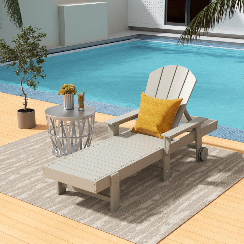 Laguna 77.6" Long Outdoor All-Weather Poly Single Chaise, Sand