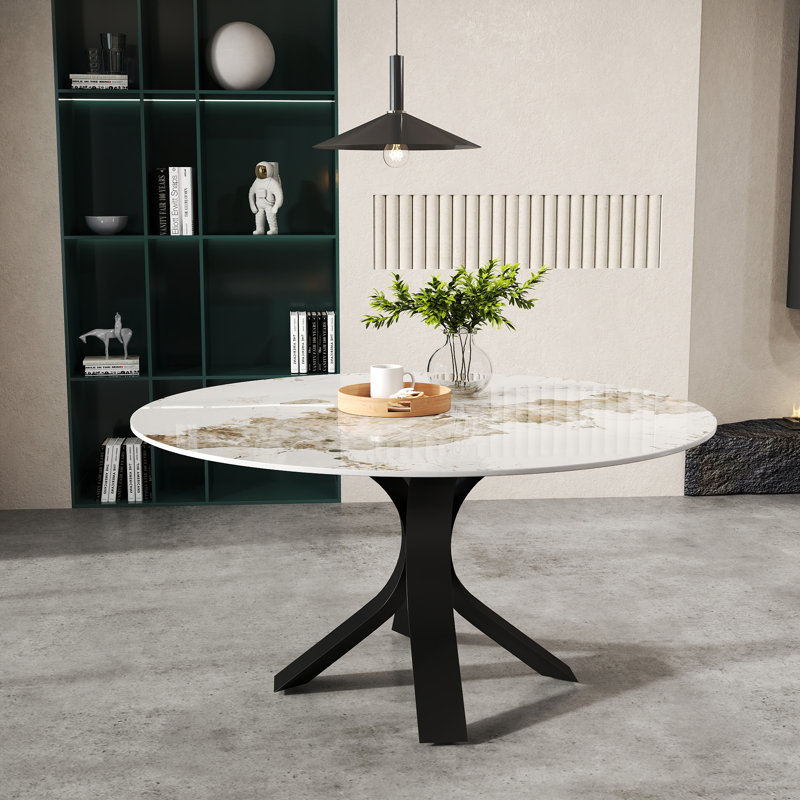 Table de salle à manger Modern, H 29,53 po x L 59,05 po x l 59,05 po, Pandora, Noir, noir, noir, noir