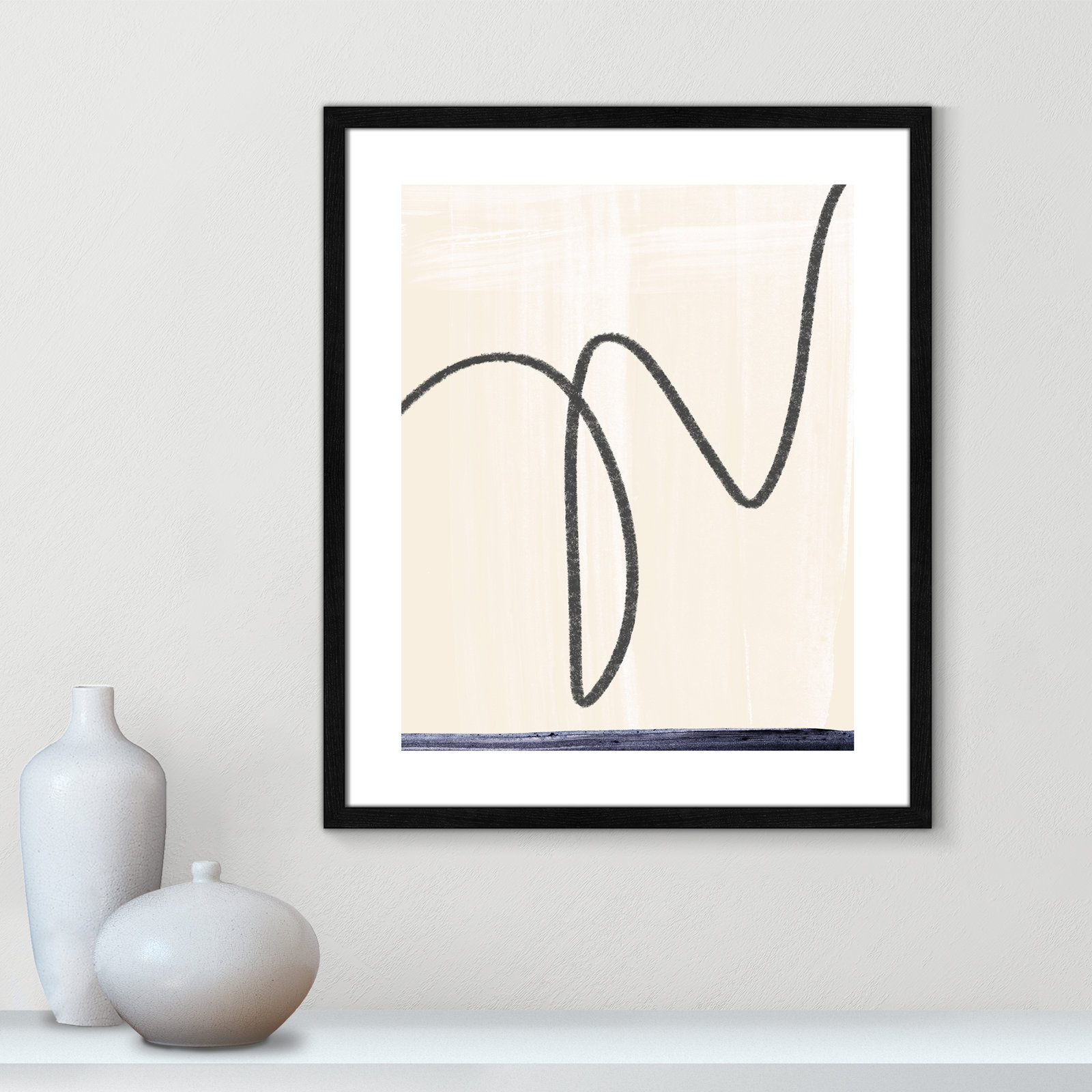 Tigerlily "Departured I" Painting, 25.5" H x 21.5" W x 0.75" D, Black Framed Paper