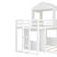 Lit superposé simple en bois sur lit double, lit mezzanine avec maisonnette, maison de campagne, échelle et garde-corps, blanc