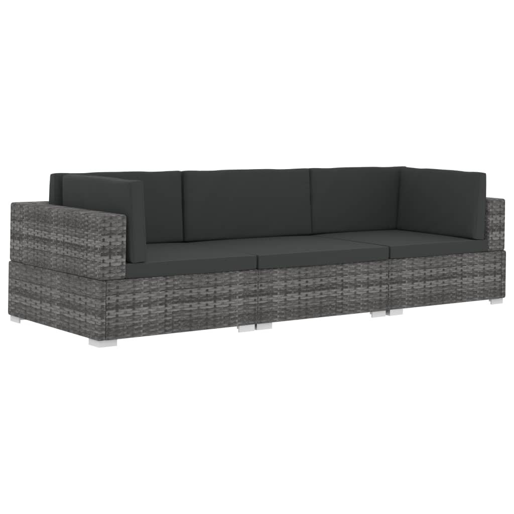 3-Sitzer Lounge-Set Jiaming aus Polyrattan mit Polster