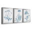 Antique Botanical In Blue IV - Ensemble de 3 peintures sur toile encadrées-855640580-855640582