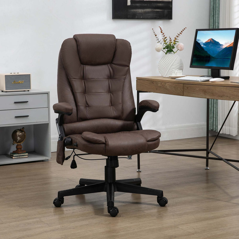 High Back Vibration Massage Office Chair With 6 Vibration Points, Microfiber Cloth, Dark Brown