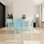 Table longue moderne blanche de 55 pouces et 4 fauteuils en polyuréthane empilables 4 pièces pour l'intérieur et l'extérieur, métal thermolaqué résistant aux intempéries, forme de chaise ergonomique, plateau de table de haute qualité, - et,