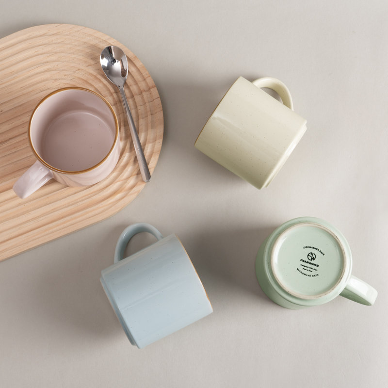  Ensemble de grandes tasses 4 pièces Nebula, Multicolore avec rebord brun