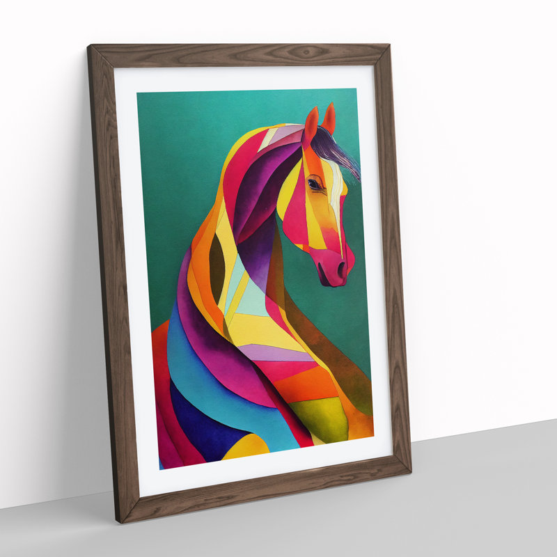 Abstract Horse No.5 - Framed Print, 34cm H x 25cm W x 2cm D, Walnut