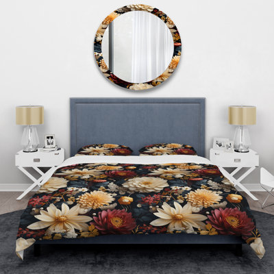 Art Nouveau Botany Peonies Pattern V - Floral Duvet Cover Set