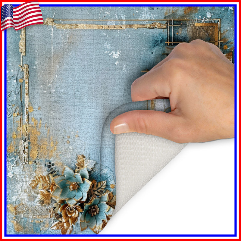 Tapis de bain floral, L 34 po x L 21 po