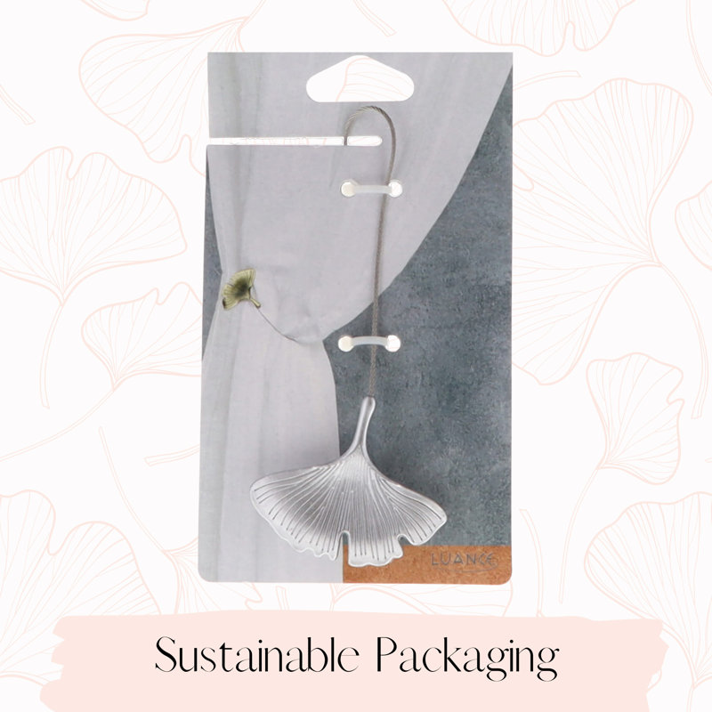 Set of 2 Black Metal Ginkgo Leaf Magnetic Curtain Tiebacks