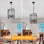 Turusan 4-Light Industrial Cage Pendant Light Rustic Farmhouse Square Lantern Chandelier for Foyer Entryway Dining Room Kitchen Island Hallway-128877266