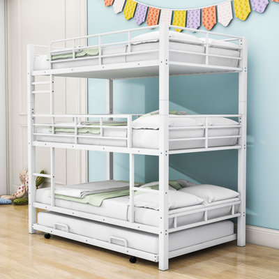 Twin Over Twin Over Twin Triple Bunk Bed With Twin Trundle And Ladder