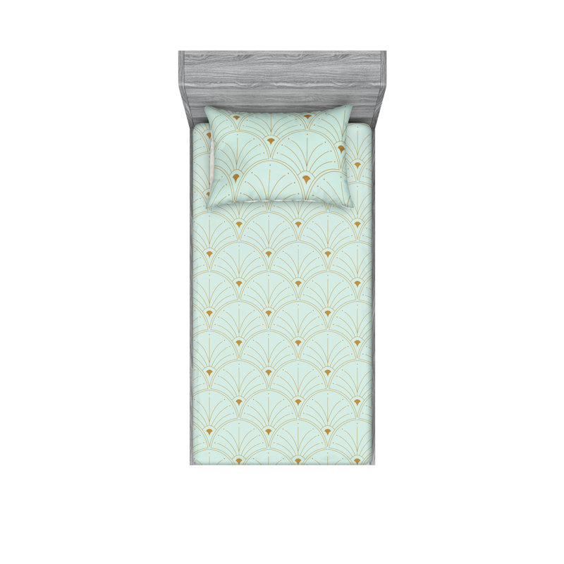 Microfiber Floral Sheet Set, Mint Green/Sand Brown, Twin Sheet Set + 1 Pillowcase