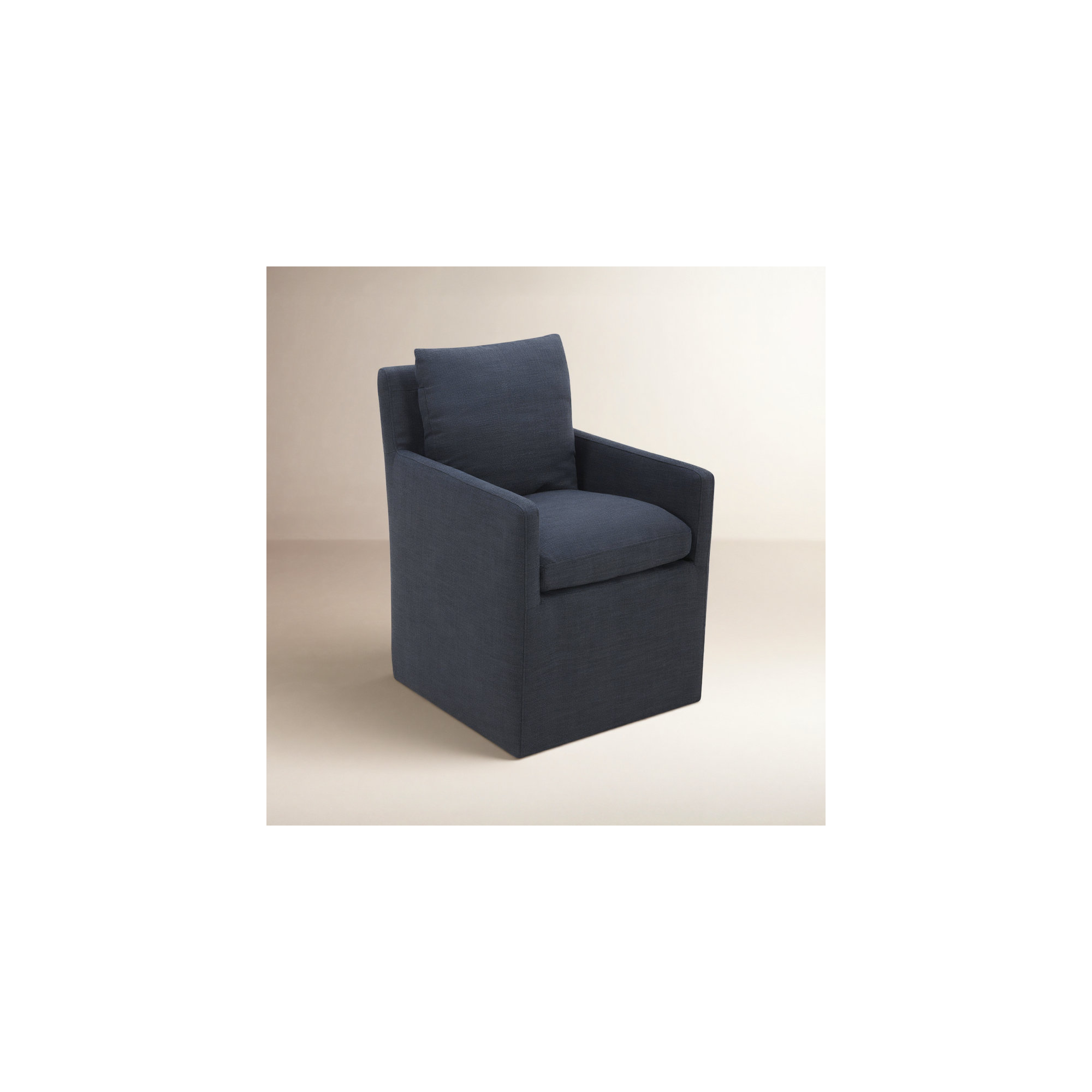 Alayaa Upholstered Arm Chair, Effie Indigo Performance Linen