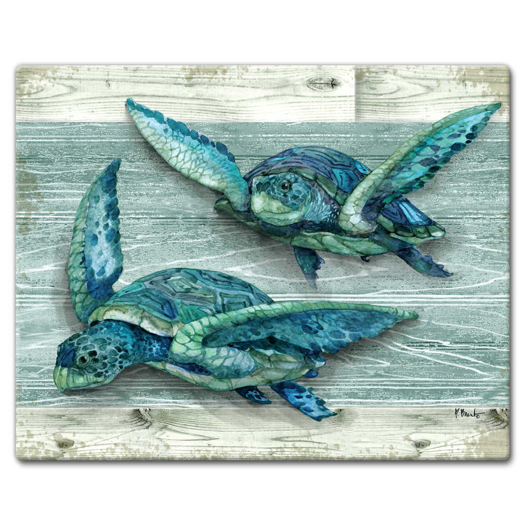 CounterArt Northpoint Turtles Tempered Glass Cutting Board CounterArt