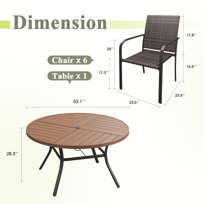 Clarke avec chaises en osier en PE, Brown