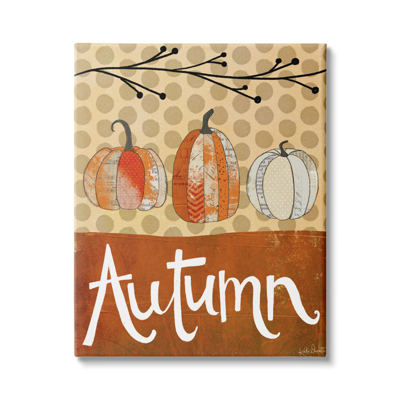 «Traditional Traditional Pumpkin Illustration Abstract Gourds» par Katie Doucette - Art textuel, H 48 po x l 36 po