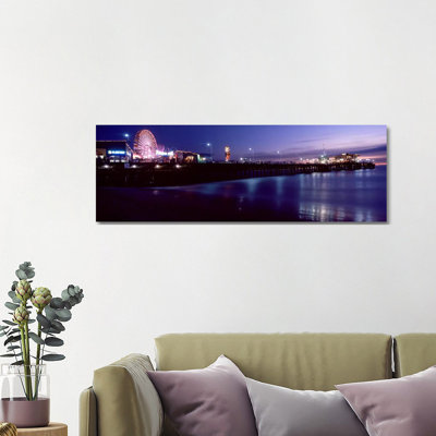 Ferris Wheel in an Amusement PArk, Santa Monica Pier, Santa Monica 1 Piece Wrapped Canvas Panoramic Wall Art