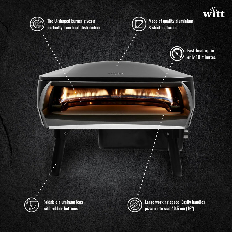 Witt ETNA Fermo Award-Winning Pizza Oven –500°C Rapid Heating,60-sec Cooking,40.5cm Capacity, Black