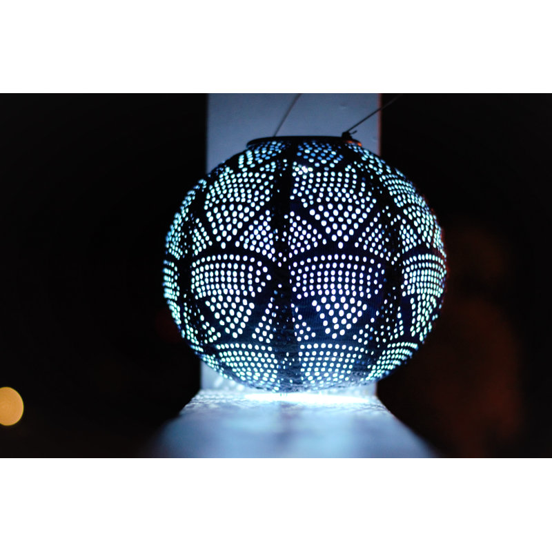 8'' Black Tyvek Solar Powered Outdoor Lantern