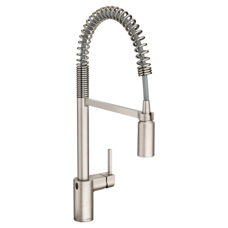 Robinet de cuisine rétractable à ressort à poignée simple MotionSense Wave avec la technologie Power Clean Align Moen