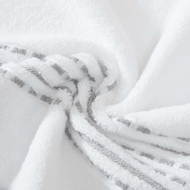 Cliff Side Cotton 3 Piece Towel Set, White/Gray
