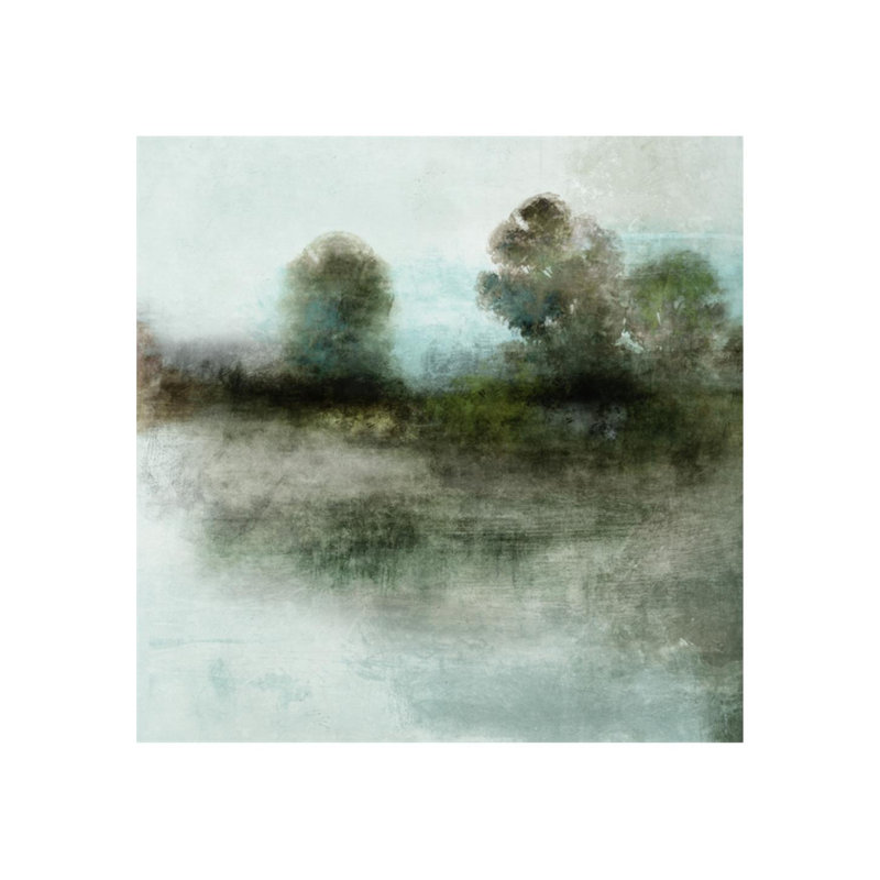 «Serenity Lake» par Sofia Fox - peinture, H 36 po x l 36 po x 1,5 po, Image au pinceau gel