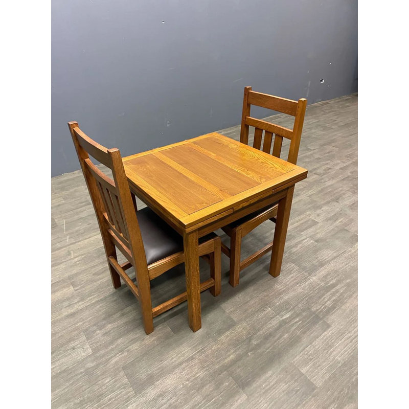 Ensemble de salle à manger extensible en chêne massif pour 4 personnes Rachila, Brun pâle