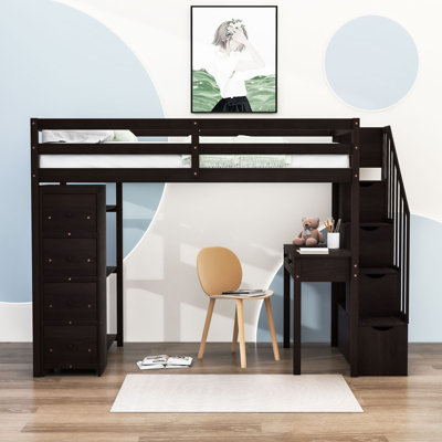 Graesen Kids Twin Loft Bed with Drawers