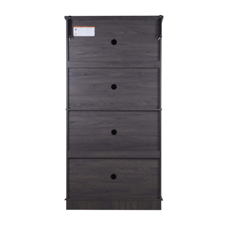 Buffet en acrylique à 4 portes avec tablettes réglables et armoire de rangement durable en panneau de fibres à densité moyenne pour une utilisation polyvalente à la maison