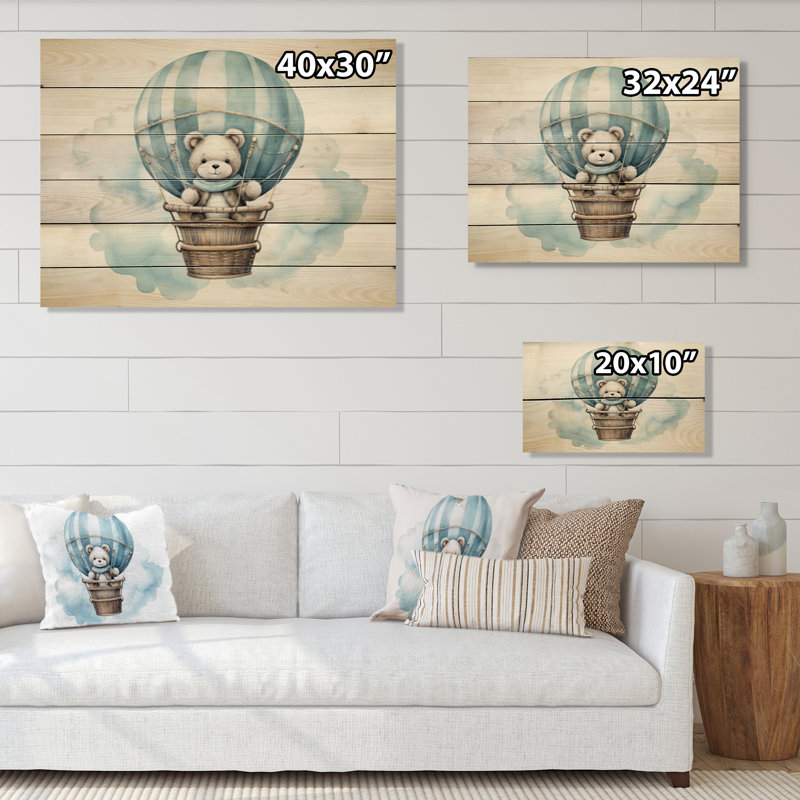 «Nursery Bear Cub Children Dreams I» sur impression sur bois, H 30 po x l 40 po x P 0,78 po