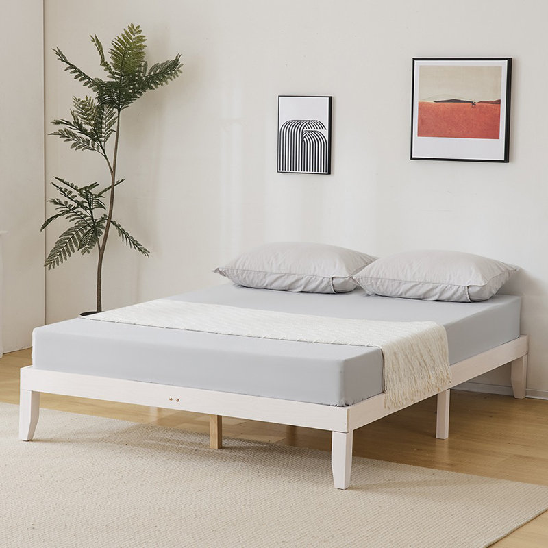 Basic Wooden Bed Frame, White, Full / Double