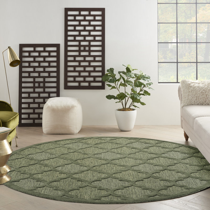 Miyari Geometric Indoor / Outdoor Rug, Round 8'