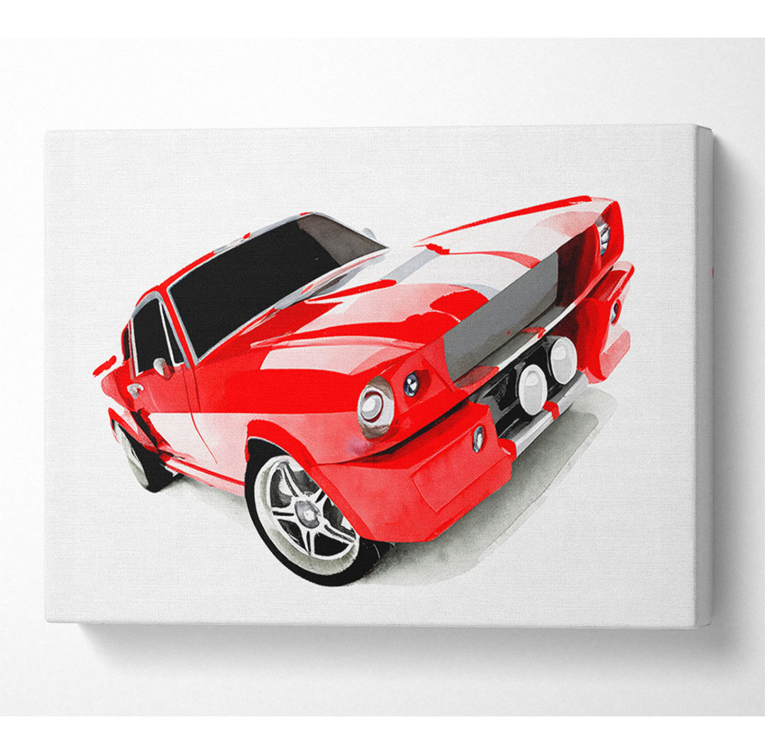 Mustang Red Side Profile - Kunstdrucke aus gerollter Leinwand