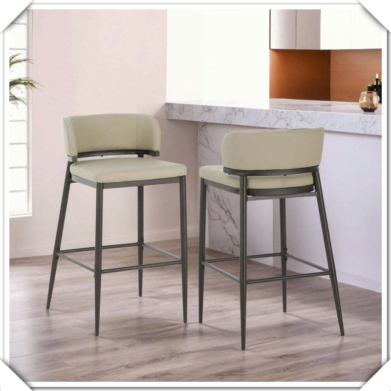 Ensemble de 2 tabourets de bar Leathaire en métal Robuste, durable, élégant, pratique et polyvalent, Kaki