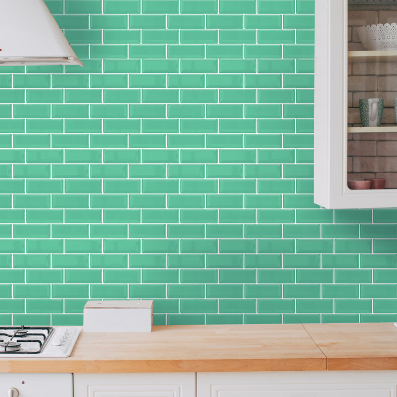 Meerab 30cm W x 30cm L Gel Peel and Stick Subway Tile, Mint Green
