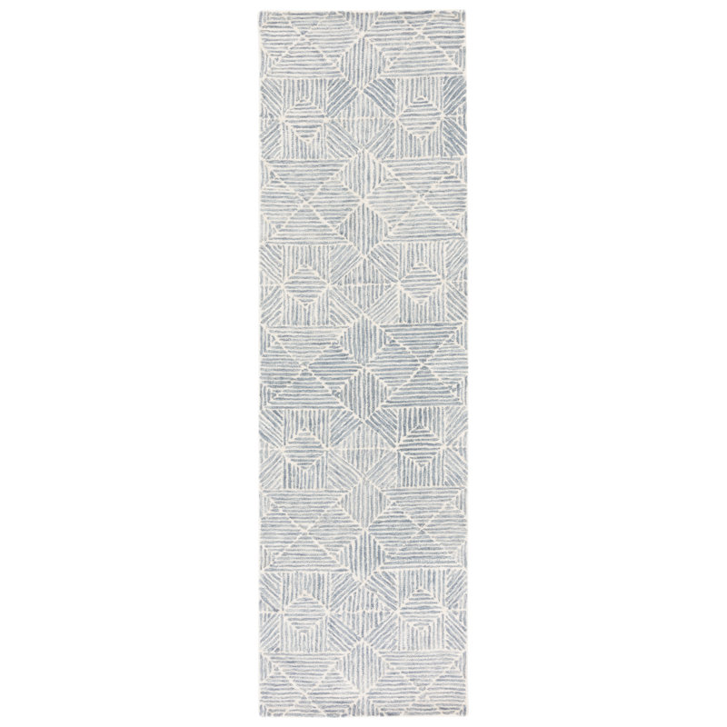 Tapis géométrique en laine tissé à la main 0,8 po Forbestown, Tapis de couloir 2 pi 3 po x 6 pi