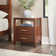 Modern Solid Wood 2 Drawer Nightstand Side Table With Glass Top
