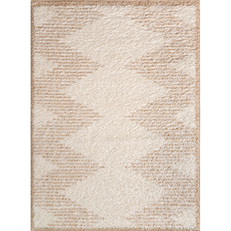 Tapis brun / beige en polypropylène tissé à la machine Shloime, Tapis de couloir 2 pi 7 po x 9 pi 11 po
