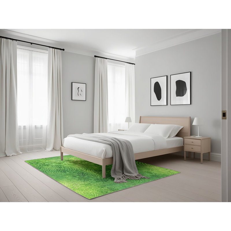Tapis uni en laine et polyester tissé à la machine, Rectangle 5 pi x 7 pi