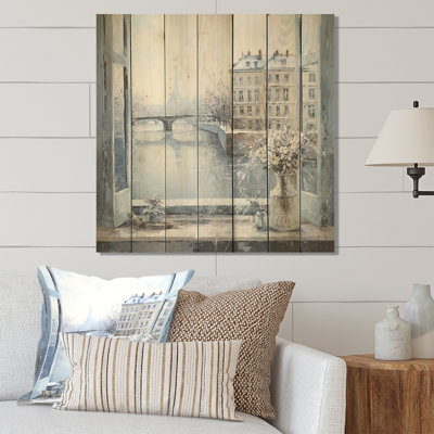 Winter Paris Eiffel Tower City Charm VI - City Paris On Wood Print