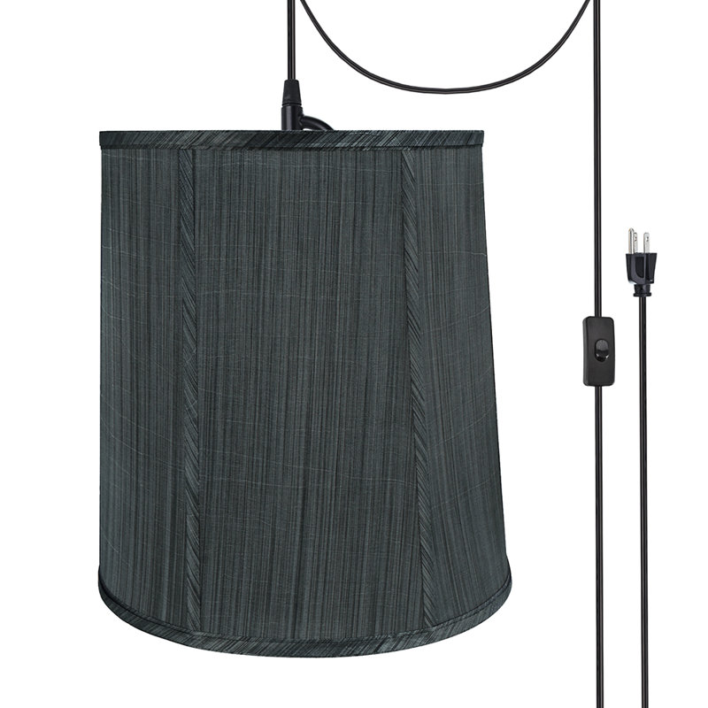 Luminaire suspendu à cylindre simple 1 lumières Borica, Gris / Noir